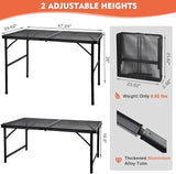 Camping Table with Mesh Desktop, Lightweight & Portable Folding Grill Table, Height Adjustable Metal Outdoor Table for Camp,