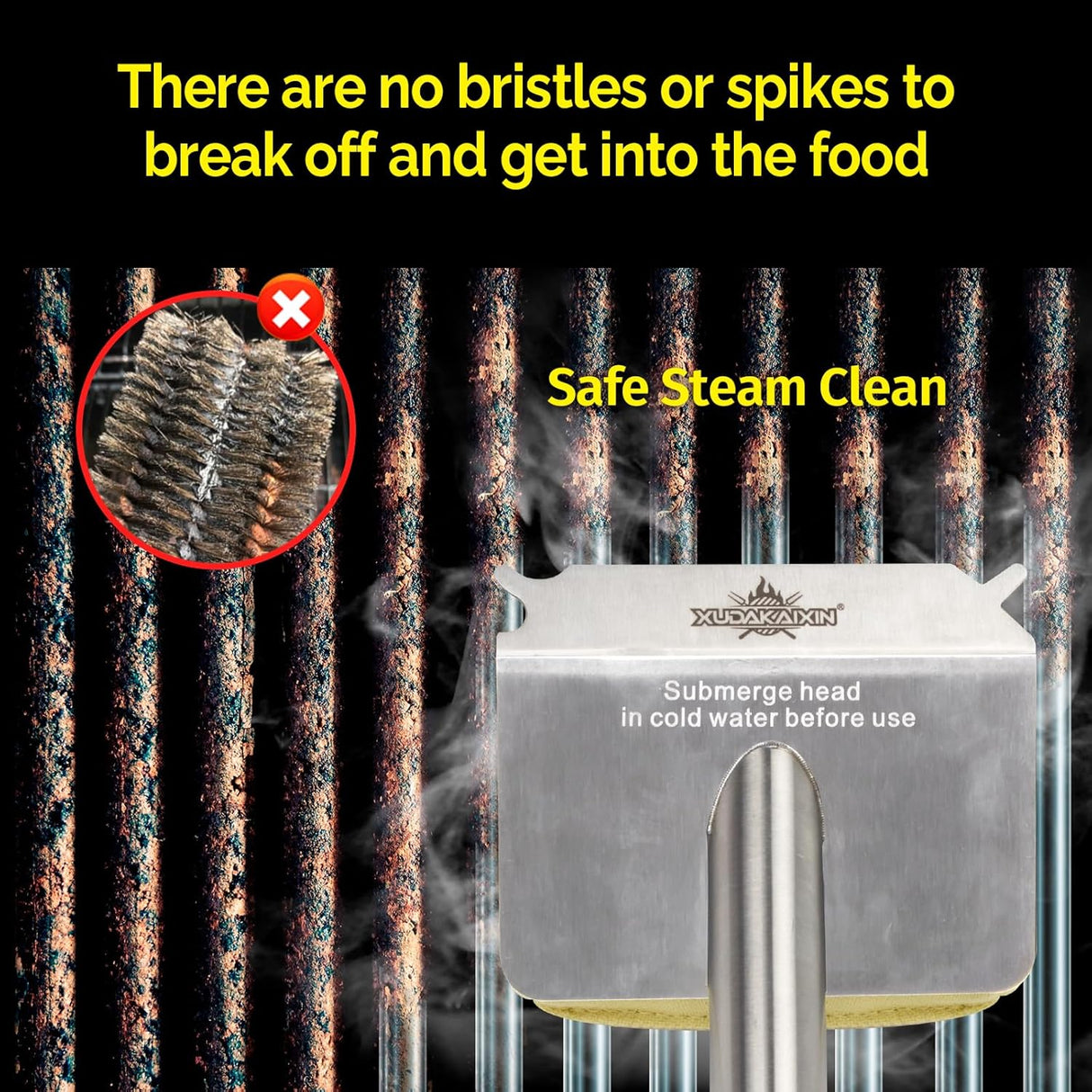 Grill Brush Bristle Free,BBQ Replaceable Scraper Cleaning Head,Safe Grill Accessories for Cast Iron Grates/Porcelain/Weber