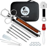 Professional Meat Injector Marinade Syringe Kit for Smoking & Grilling Turkey, Brisket & BBQ - Large 2 Oz Visible Stainless