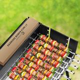 Kabob Skewers 17" Stainless Steel Long BBQ Barbecue Skewers, Flat Metal Kebob Sticks Wide Reusable Grilling Skewers for Meat