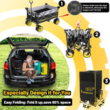 Collapsible Extended Wagon with Big All-Terrain Wheels 350LB& Oversized Outdoor Heavy Duty Utility Garden Cart Foldable