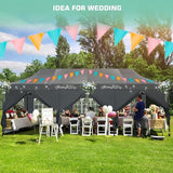 COBIZI 10x30 Pop Up Canopy Tent Heavy Duty with 8 Removable Sidewalls, Commercial Portable Tents for Parties Ez Up Canopy