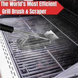 KITCHEN PERFECTION Safe Wire Grill Brush for Outdoor Grill w/Grill Scraper & Grill Mat Grill Cleaning Kit -Extended Handle