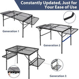 REDCAMP 36x24 Folding Grill Table for Outside with 2 Side Tables, Lightweight Portable Metal Aluminum Outdoor Grill Table