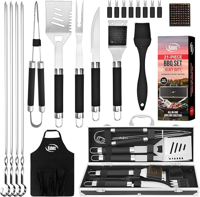 Kaluns Grilling Accessories, Dad Gifts for Christams Grilling Gifts, Heavy Duty Stainless Steel BBQ Grill Tools Set for