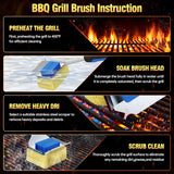 Grill Brush Bristle Free for Outdoor Grill, Steam Grill Cleaning Brush Replaceable BBQ Cleaner Brush Head,Extended Handle,