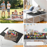 VINGLI 3FT Small Camping Table Adjustable Height Aluminum Folding Table for Picnic Party BBQ, Plastic RV Suitcase Table
