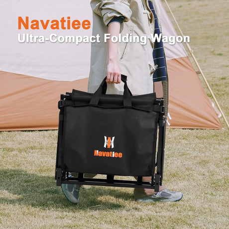 Navatiee 140L Wagon Cart Foldable, Large Capacity Collapsible Wagon with Smallest Folding Design, Utility Grocery Cart for