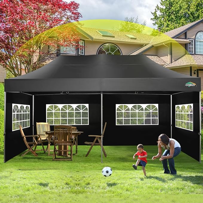 COBIZI 10x20 Canopy with Sidewalls, Heavy duty Party Tent Pop up carpas para fiestas, Tents for Parties, wedding, Outdoor Ez