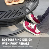 42 Inch Fire Pit with 2 Cooking Grates, Outdoor Wood Burning BBQ Grill Firepit Bowl with Cover Lid, Steel Round Table for