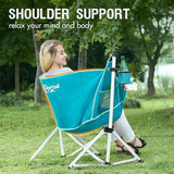 Portal Hammock Camping Chair Folding Rocking Chair Portable Swinging Chair with Cup Holder for Outdoor Lawn Backyard Patio