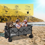 Sekey 48''L Collapsible Foldable Extended Wagon with 440lbs Weight Capacity, Heavy Duty 300L Folding Utility Garden Cart