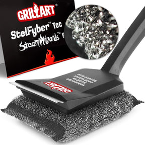GRILLART Grill Brush Bristle Free, SteamWizards [Ultra Safe & Efficient] Grill Cleaner Brush with 1 Replacement Head, for
