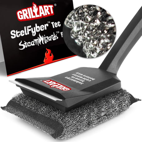 GRILLART Grill Brush Bristle Free, SteamWizards [Ultra Safe & Efficient] Grill Cleaner Brush with 1 Replacement Head, for