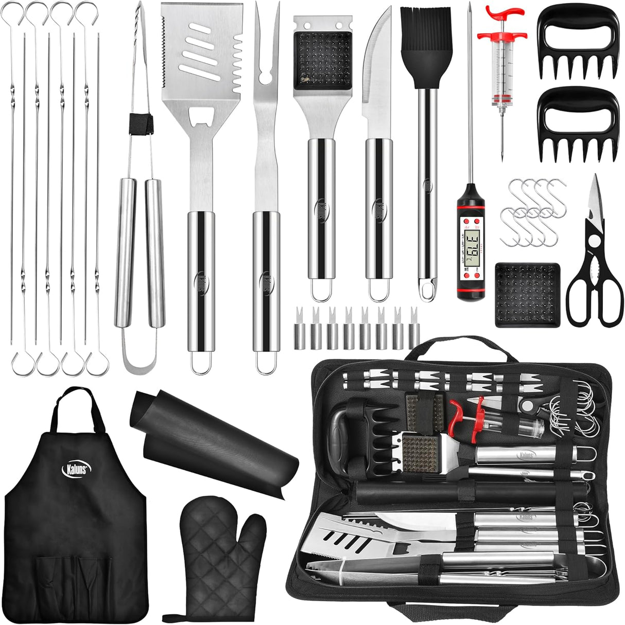 Kaluns BBQ Accessories, Complete Grill Set Grilling Gifts for Men Dad, 40 Pcs Premium Heavy Duty Stainless Steel Barbecue