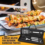 BBQ Grill Tools Set 16-inch Heavy Duty, 3 Pcs - Barbecue Utensils Kit for Camping, Kitchen, Outdoor Cooking,Suitable as a