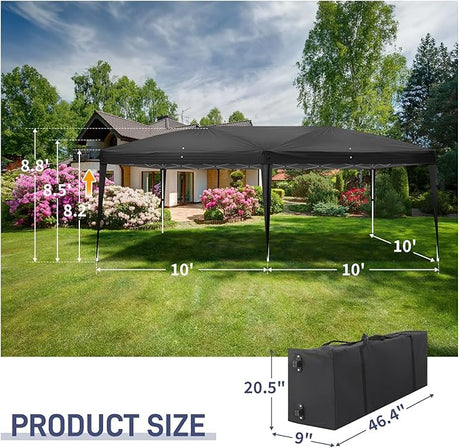 Outvita 10x20ft Pop Up Canopy Tent, Outdoor Instant Shelter Folding Canopy with 6 Side Walls and Carry Bag for Commercial