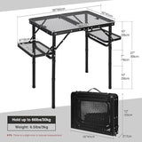 RedSwing Folding Grill Table with Extra Space, Adjustable Height Portable Small Stand Table for Outdoor Indoor Camping