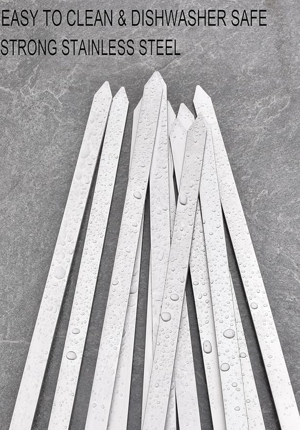 17-Inch Long Flat BBQ Skewers, HONSHEN Brazilian-style Stainless Steel 3/8 Inch Wide Blade with hardwood Handle barbecue