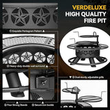 47 Inch Outdoor Fire Pit with 2 Grills, Extra Large BBQ Firepits for Outside, Metal Round Fire pits with Lid&Fire Poker,3 in