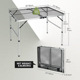 REDCAMP 36x24 Folding Grill Table for Outside, Lightweight Portable Metal Aluminum Outdoor Grill Table with Adjustable