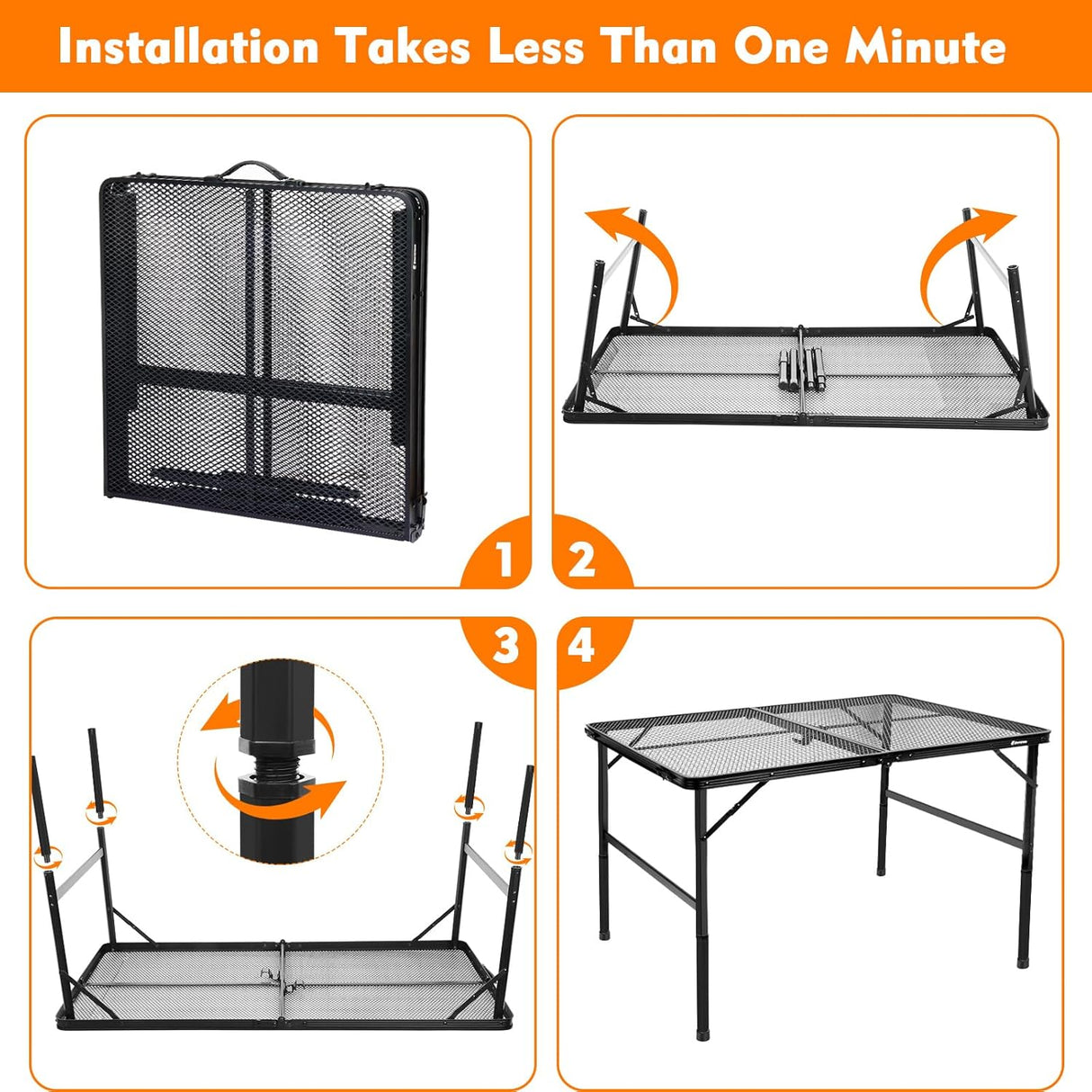 Folding Table, Easy for Storage, Compact Portable Picnic Table for Grill, Outdoor Camping, Garden, Patio, Dining, BBQ,