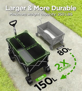 Beach Wagon,Collapsible Wagon 220lbs with Big Wheels FoldableWagon Carts,Portable Utility for Garden Grocery Sports Camping