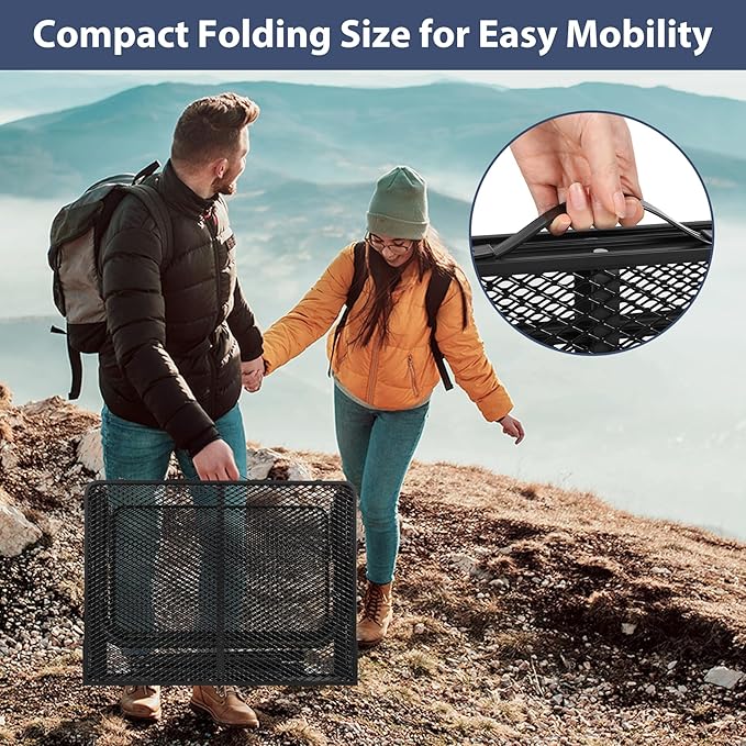 REDCAMP 36x24 Folding Grill Table for Outside with 2 Side Tables, Lightweight Portable Metal Aluminum Outdoor Grill Table