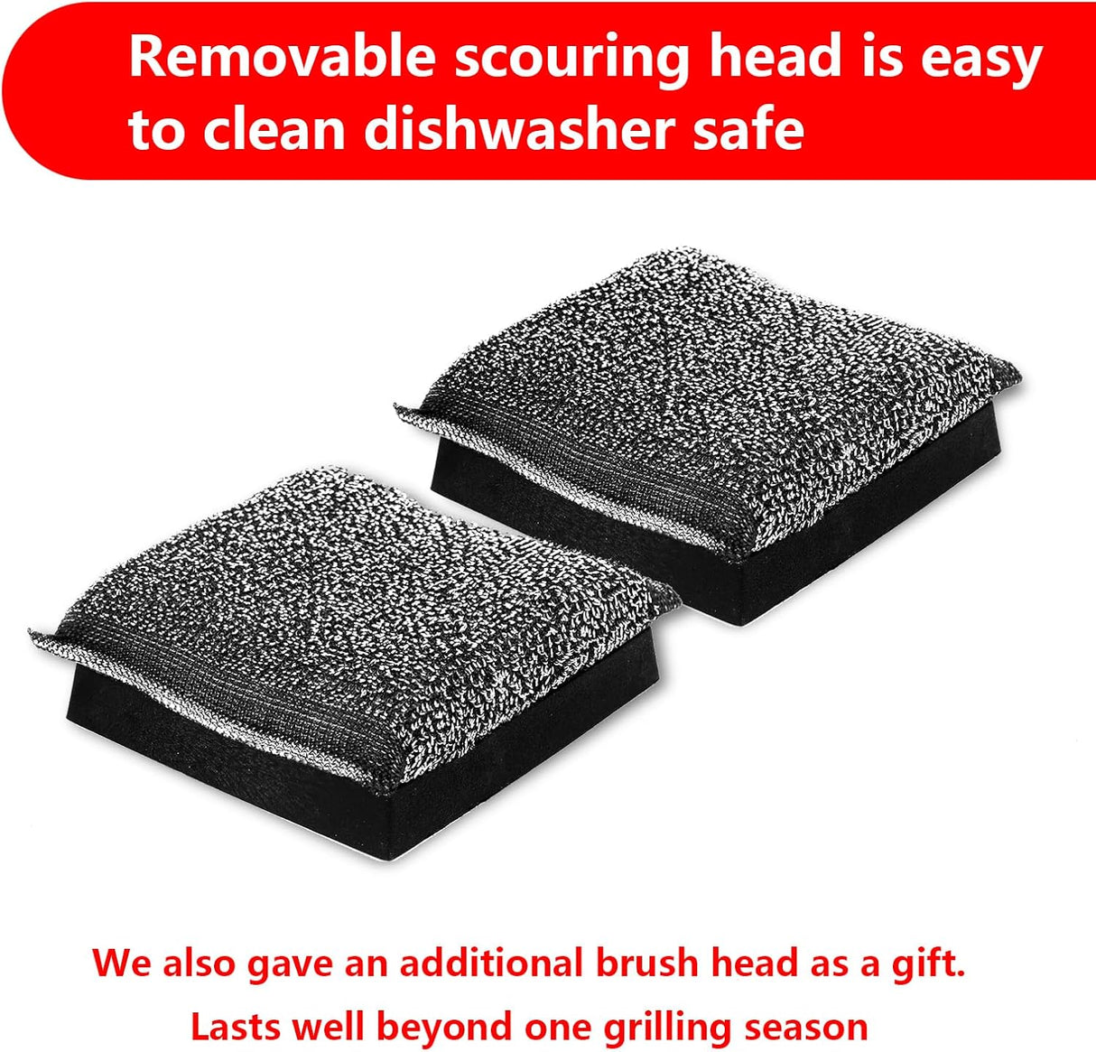 Grill Brush Bristle Free,Unique Steel Fibers Pad [Safe & Efficient] Perfect for Any Grill/Flat Tops Griddles - with 1