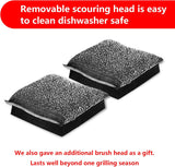 Grill Brush Bristle Free,Unique Steel Fibers Pad [Safe & Efficient] Perfect for Cast Iron/Stainless-Steel Grates - with 1