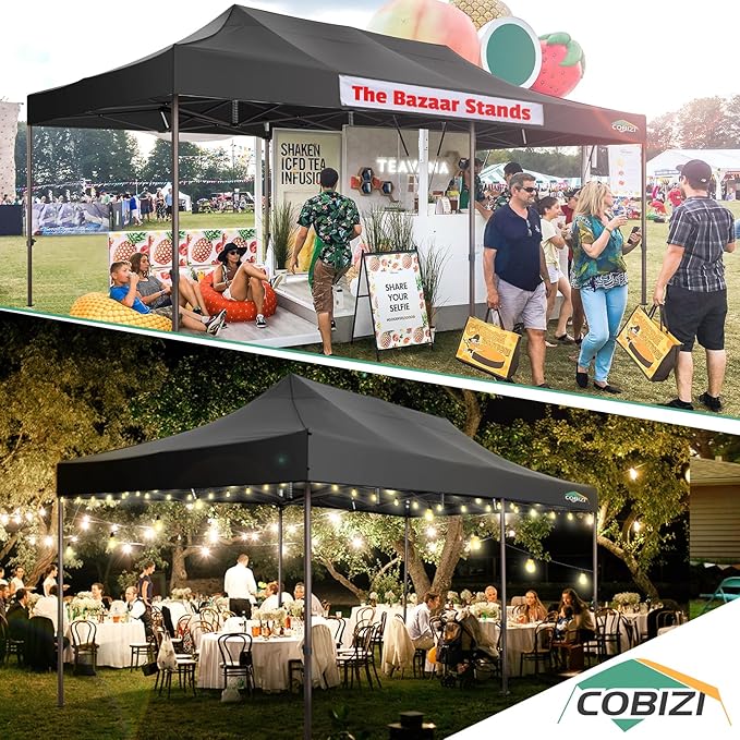 COBIZI 10x20 Pop Up Canopy Heavy Duty Without Sidewalls, Commercial Heavy Duty Pop Up Tent for Parties All Weather