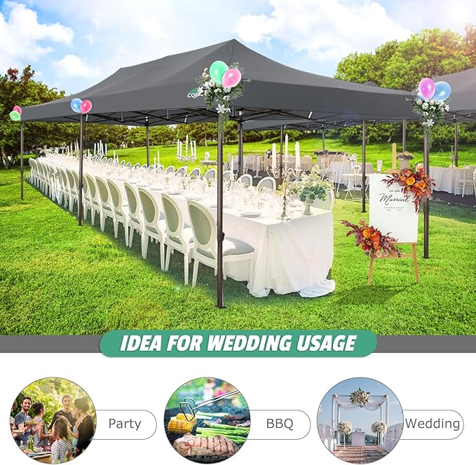 COBIZI 10x20 Pop Up Canopy Heavy Duty Without Sidewalls, Commercial Heavy Duty Pop Up Tent for Parties All Weather