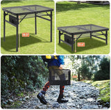 Camping Portable Folding Grill 2x1.3 FT Table, Lightweight Height Adjustable Metal Picnic Outdoor Table with Mesh Desktop