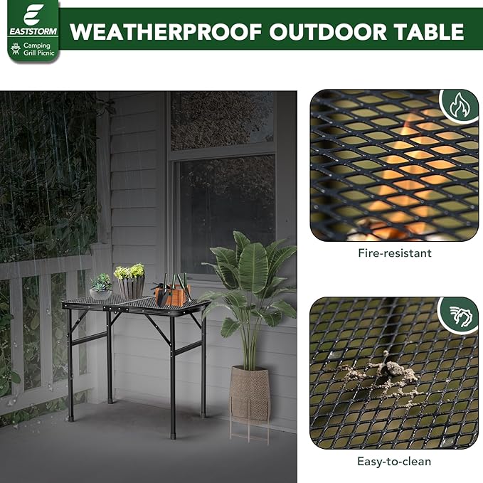 Small Folding Table, Easy for Storage, Compact and Portable Picnic Table for Grill, Outdoor Camping, Garden, Patio, Dining,