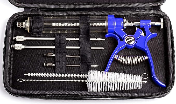 Meat Injector Marinade Gun Stainless Steel Outdoor Kit Flavor Food Syringes & 4 Marinades Needles for BBQ Grill Smoker