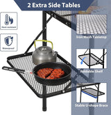 REDCAMP 36x24 Folding Grill Table for Outside with 2 Side Tables, Lightweight Portable Metal Aluminum Outdoor Grill Table
