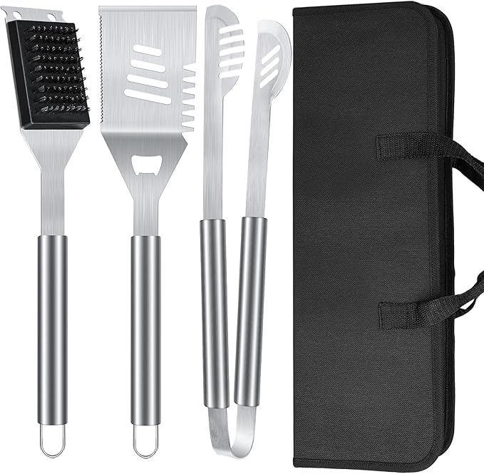 BBQ Grill Tools Set 16-inch Heavy Duty, 3 Pcs - Barbecue Utensils Kit for Camping, Kitchen, Outdoor Cooking,Suitable as a