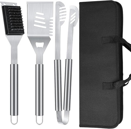 BBQ Grill Tools Set 16-inch Heavy Duty, 3 Pcs - Barbecue Utensils Kit for Camping, Kitchen, Outdoor Cooking,Suitable as a