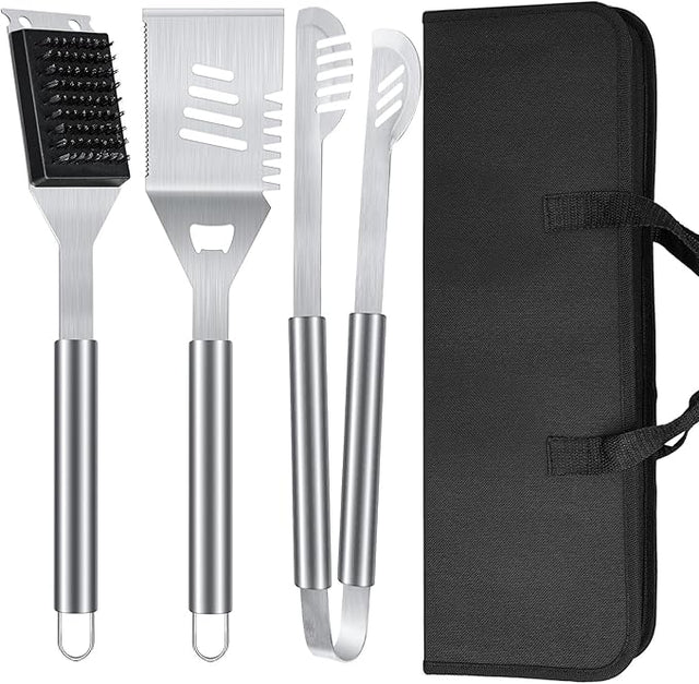 BBQ Grill Tools Set 16-inch Heavy Duty, 3 Pcs - Barbecue Utensils Kit for Camping, Kitchen, Outdoor Cooking,Suitable as a