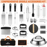 38PCS Griddle Accessories Kit, Professional Grill Tools Set for Outdoor Barbecue, Stainless Steel Griddle Spatula Set with