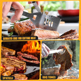 BBQ Grill Tools Set 16-inch Heavy Duty, 3 Pcs - Barbecue Utensils Kit for Camping, Kitchen, Outdoor Cooking,Suitable as a