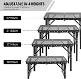 RedSwing Folding Grill Table with Extra Space, Adjustable Height Portable Small Stand Table for Outdoor Indoor Camping