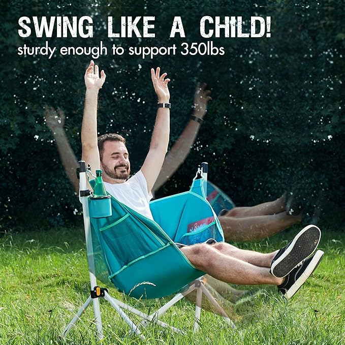 Portal Hammock Camping Chair Folding Rocking Chair Portable Swinging Chair with Cup Holder for Outdoor Lawn Backyard Patio