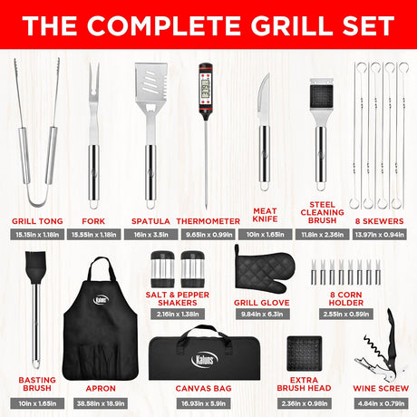 Kaluns Grilling Accessories, Dad Gifts for Christmas Grilling Gifts, Heavy Duty Stainless Steel Grill Set BBQ Grill