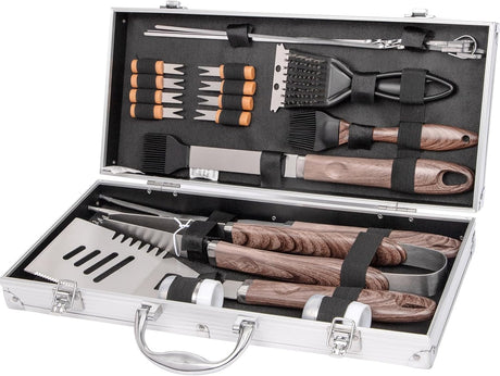 Supernal 21Pcs Deluxe Grill Tool Set Extra Thick Stainless Steel Grill Tool Set for Men Heavy Duty BBQ Tool Set Outdoor