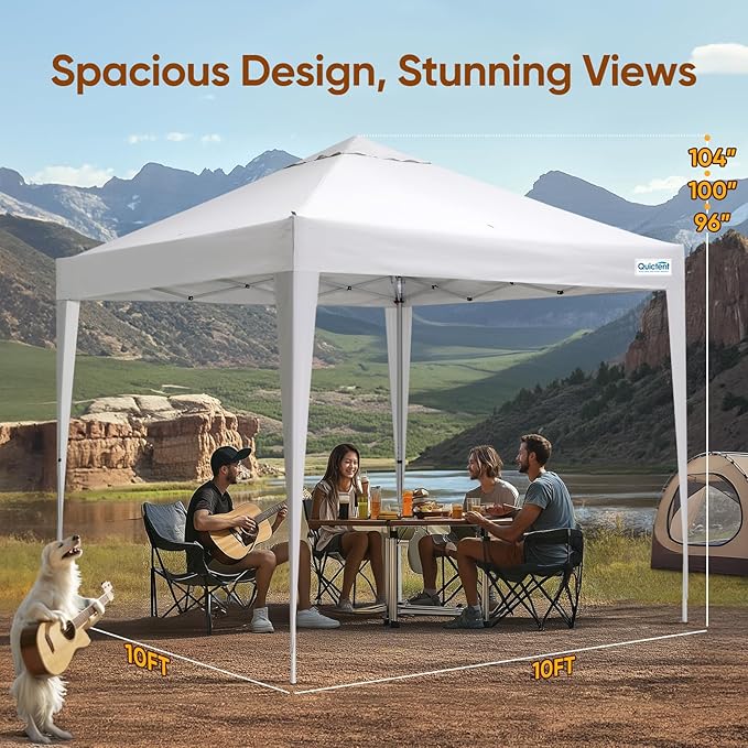 Quictent 10x10 Pop Up Canopy Tent - Instant Setup Gazebo for 1 Person, Portable & Compact, Waterproof & UV Protection, Ideal
