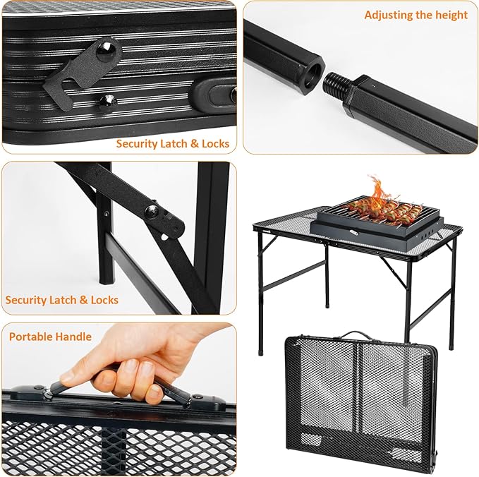 Folding Table, Easy for Storage, Compact and Portable Picnic Table for Grill, Outdoor Camping, Garden, Patio, Dining, BBQ,