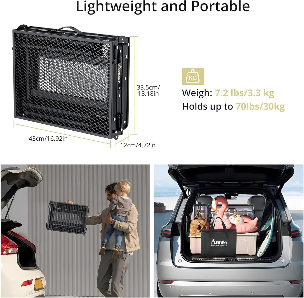 Folding Grill Table, Aluminum Camping Table Adjustable Height Max 27.5" Picnic Table Outdoor Table, Lightweight, Portable