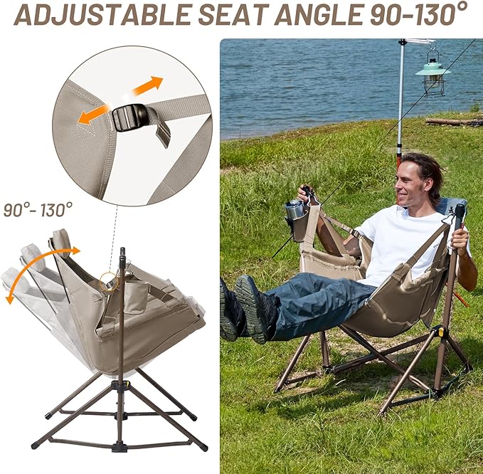 TIMBER RIDGE Hammock Camping Chair with Adjustable Backrest, Heavy Duty Folding Hammock Chair Supports 300lbs, Portable