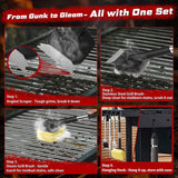 Grill Brush, Full Clean with One Set- Goldusk 19" Safe Replaceable Stainless Steel Grill Brush + Scraper + Bristle Free